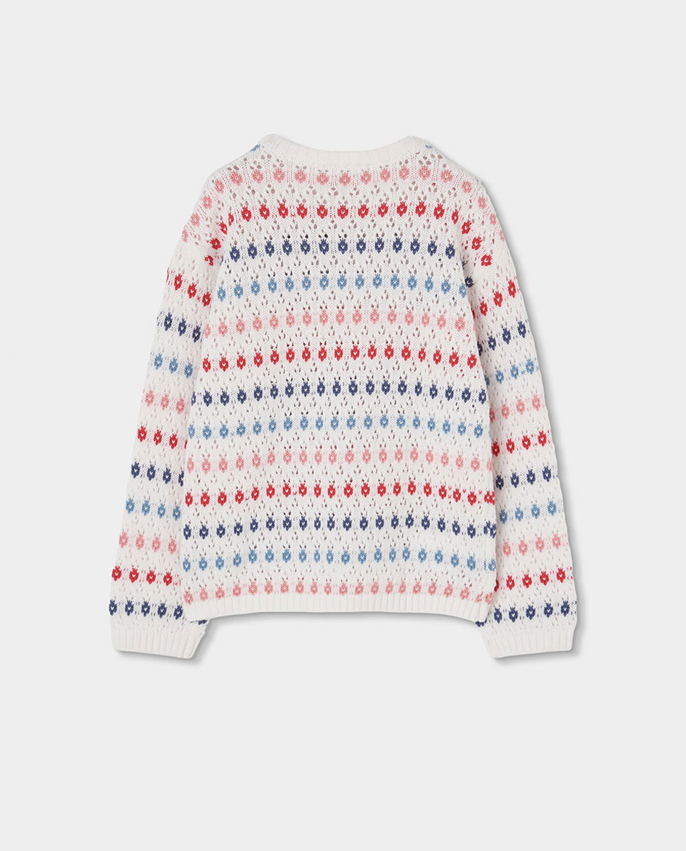 Camisola de Malha Infantil Boboli Branco / Azul-2