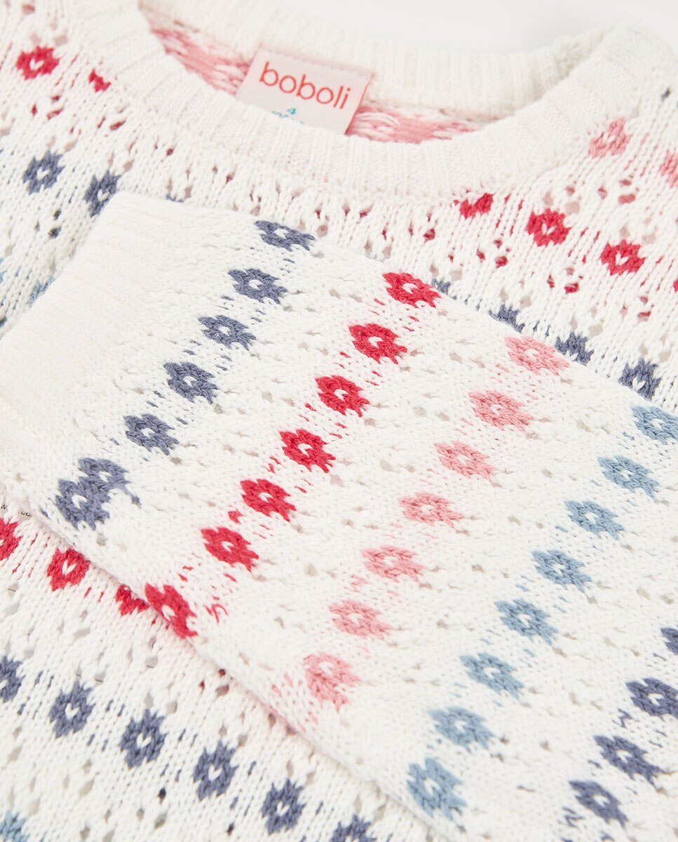 Camisola de Malha Infantil Boboli Branco / Azul-3