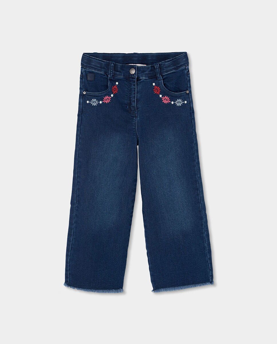 Jeans Denim de Malha para Bebé Azul-1