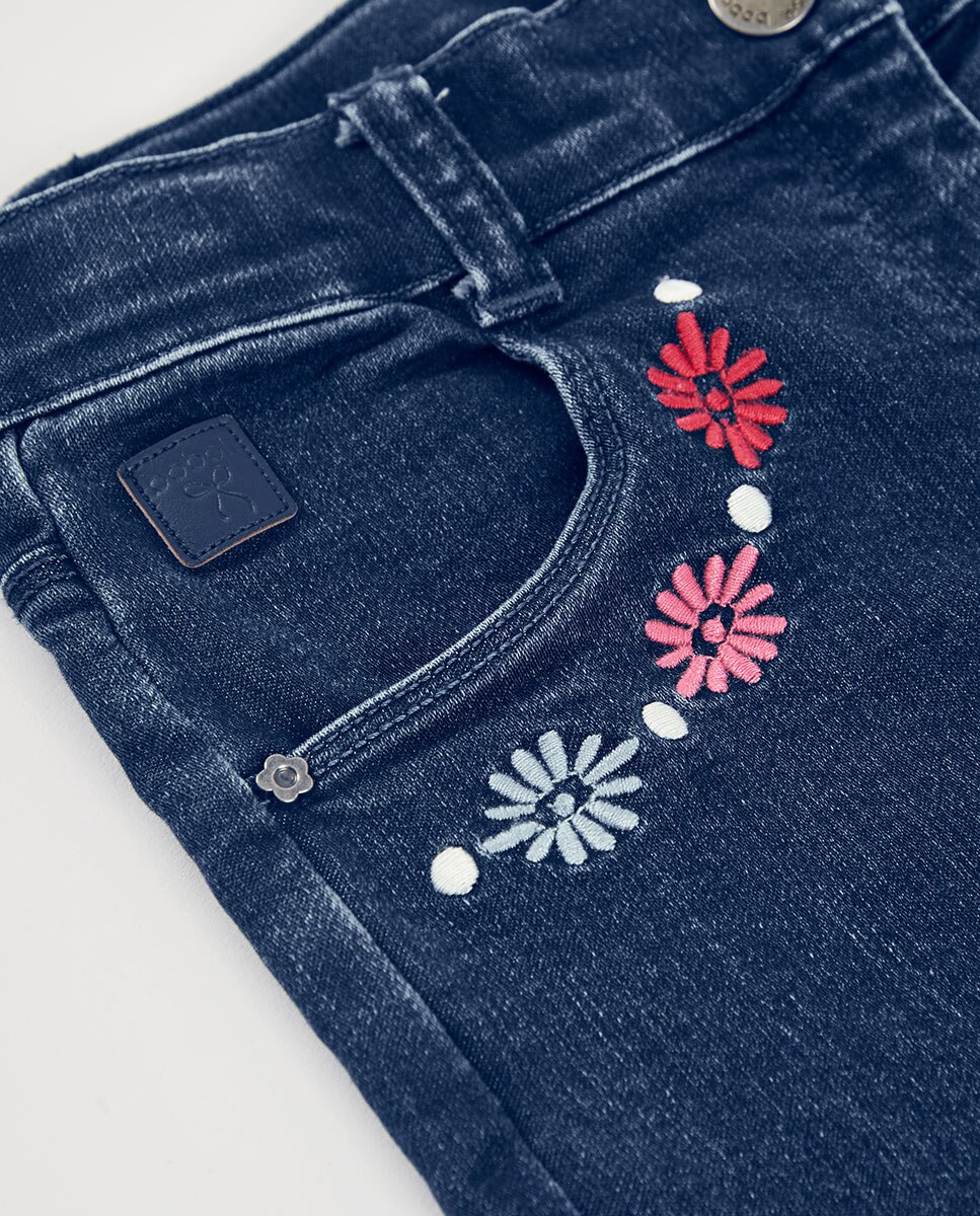Calças Denim de Malha Infantil Azul denim-3