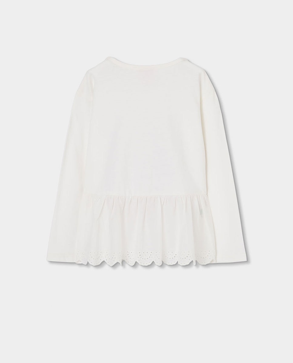 T-shirt de Malha Combinada Infantil Boboli Branco-2
