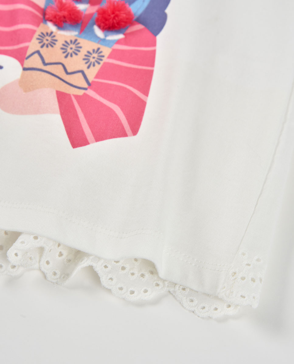 T-shirt de Malha Combinada Infantil Boboli Branco-4