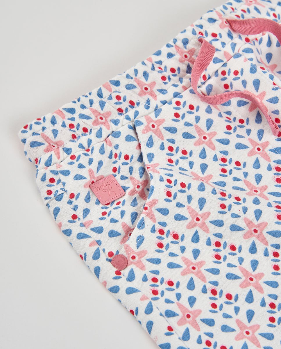 Calções de Felpa Estampados para Bebé Boboli Branco / Rosa-3