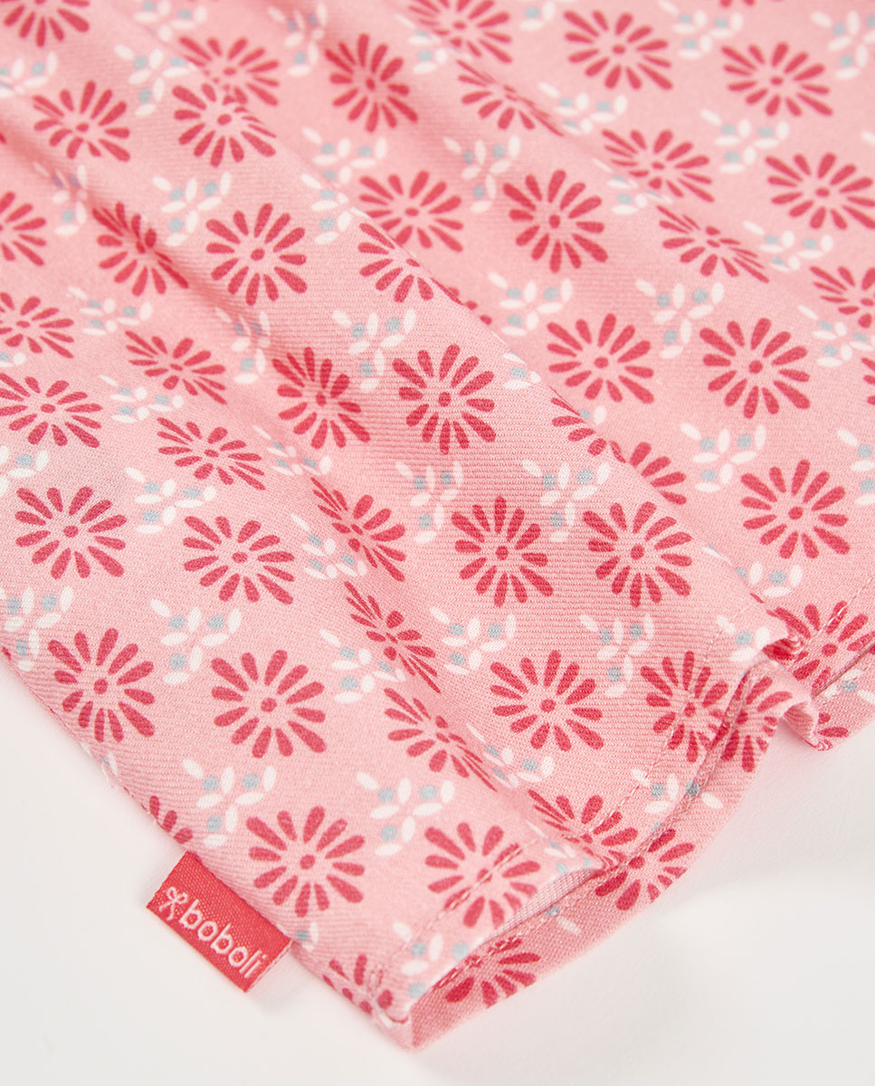 Blusa Popelina Combinada Infantil Boboli Rosa / azul marinho-4