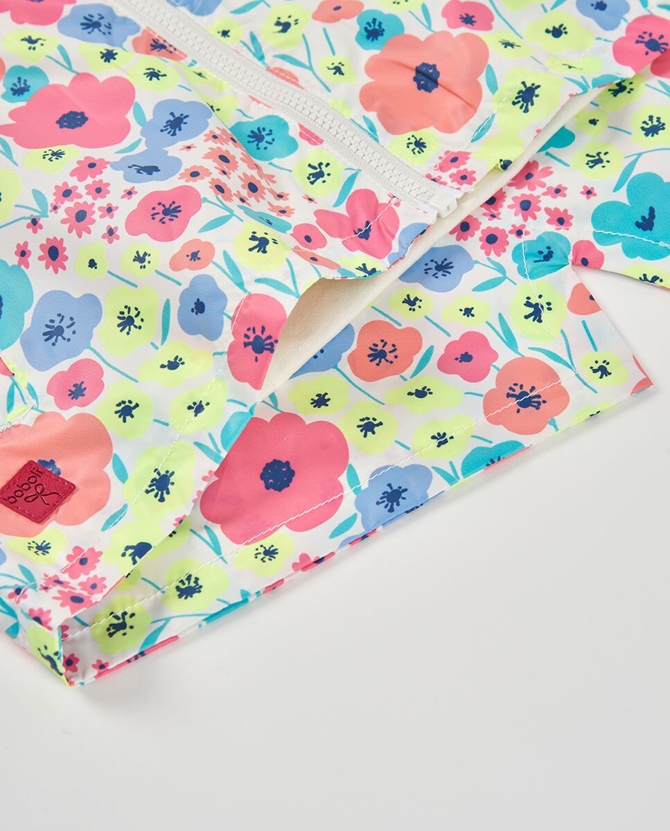 Parka em Tecido Técnico Flores de Bebé Boboli Rosa / azul marinho-4