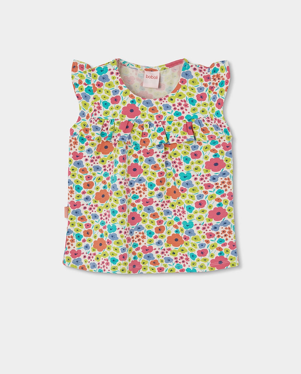 Imagem 0 de T-shirt de Malha com Flores Infantil
