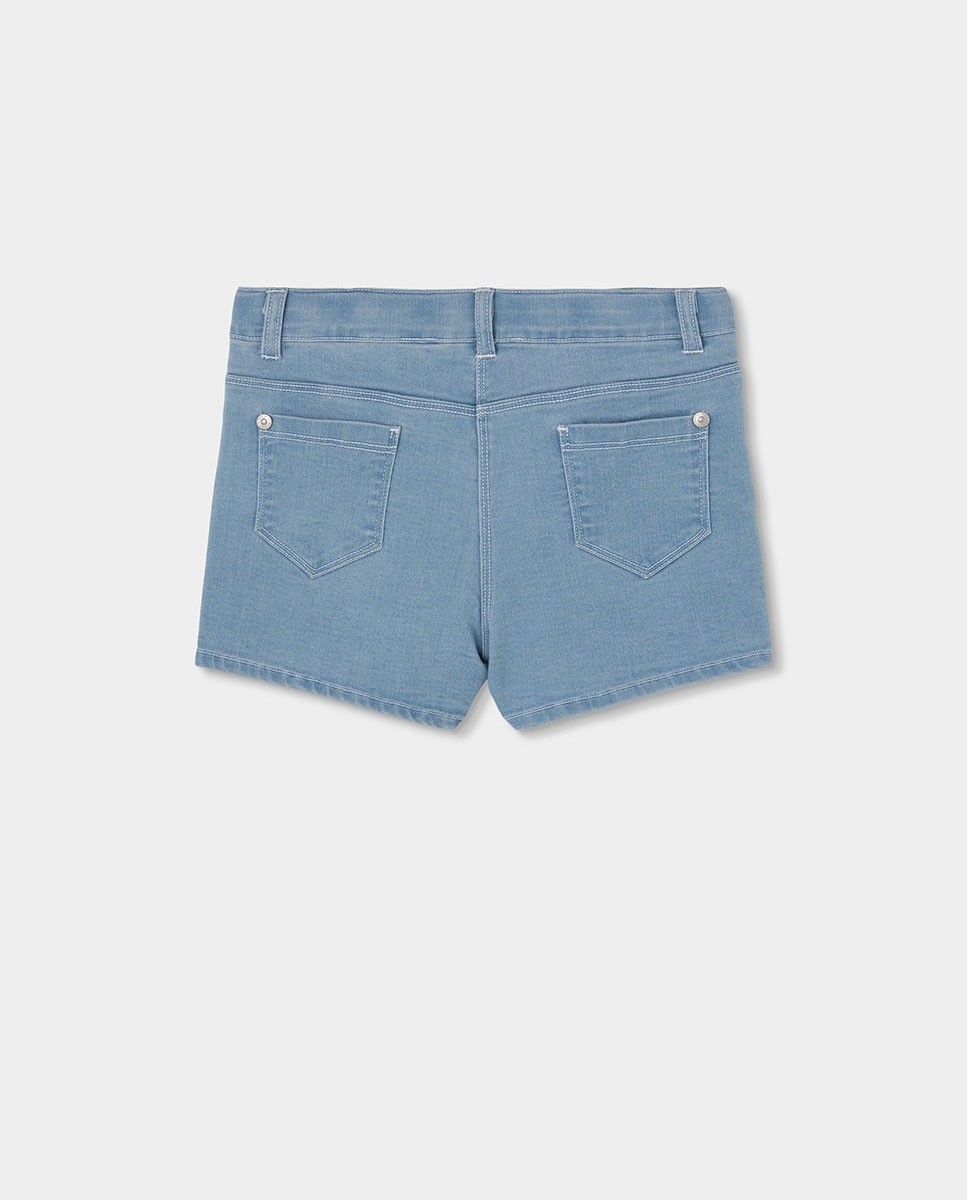 Shorts Denim de Malha Azul denim-2
