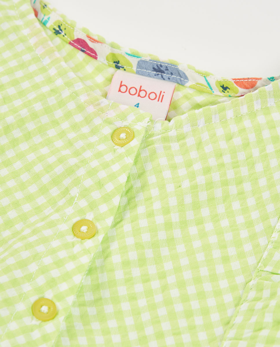 Vestido Popelina Aos Quadrados Infantil Boboli Lima-3