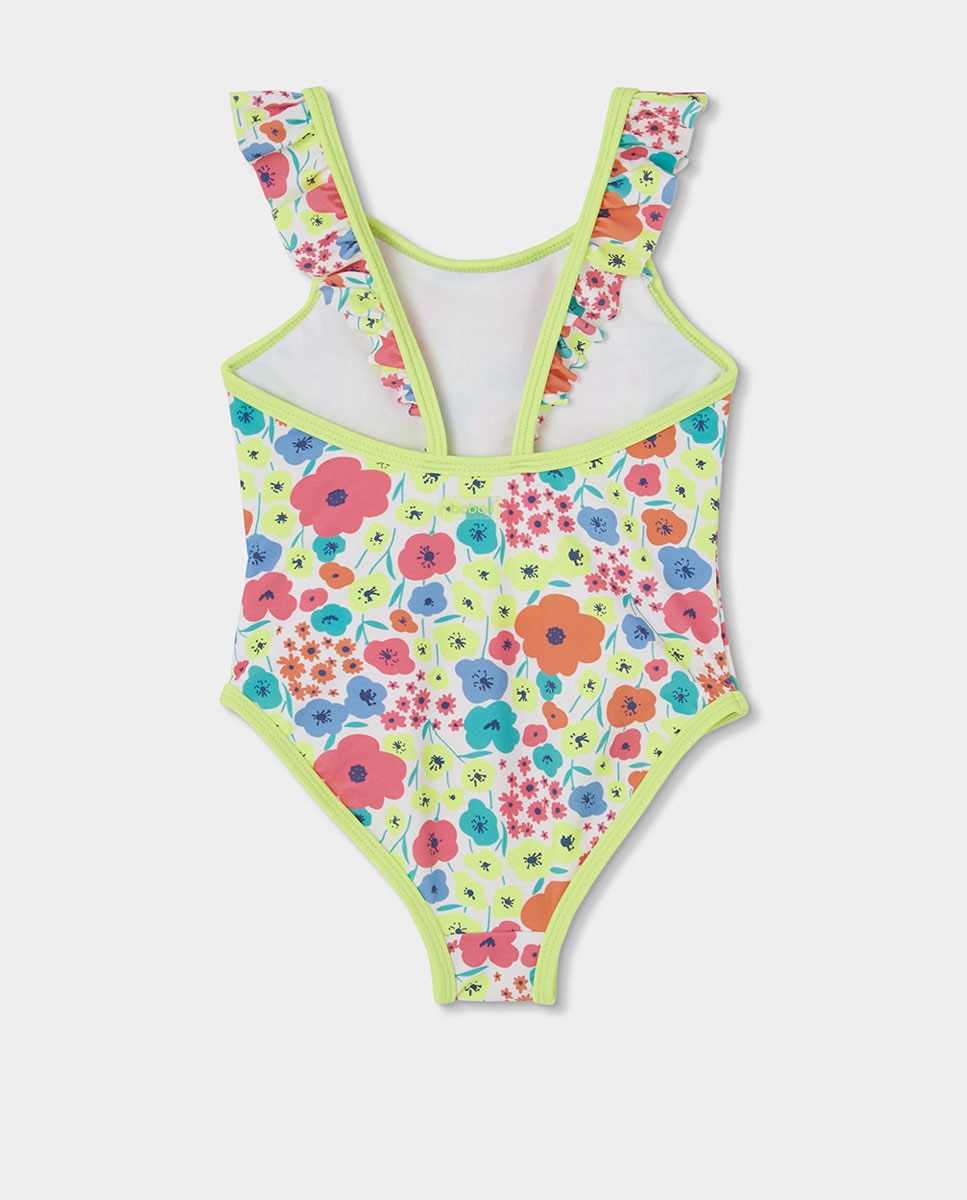 Fato de Banho em Poliamida com Flores Infantil Boboli Verde-claro-2