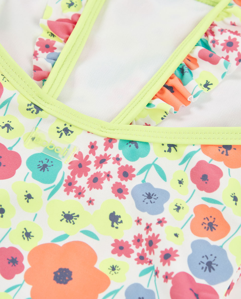 Fato de Banho em Poliamida com Flores Infantil Boboli Verde-claro-4