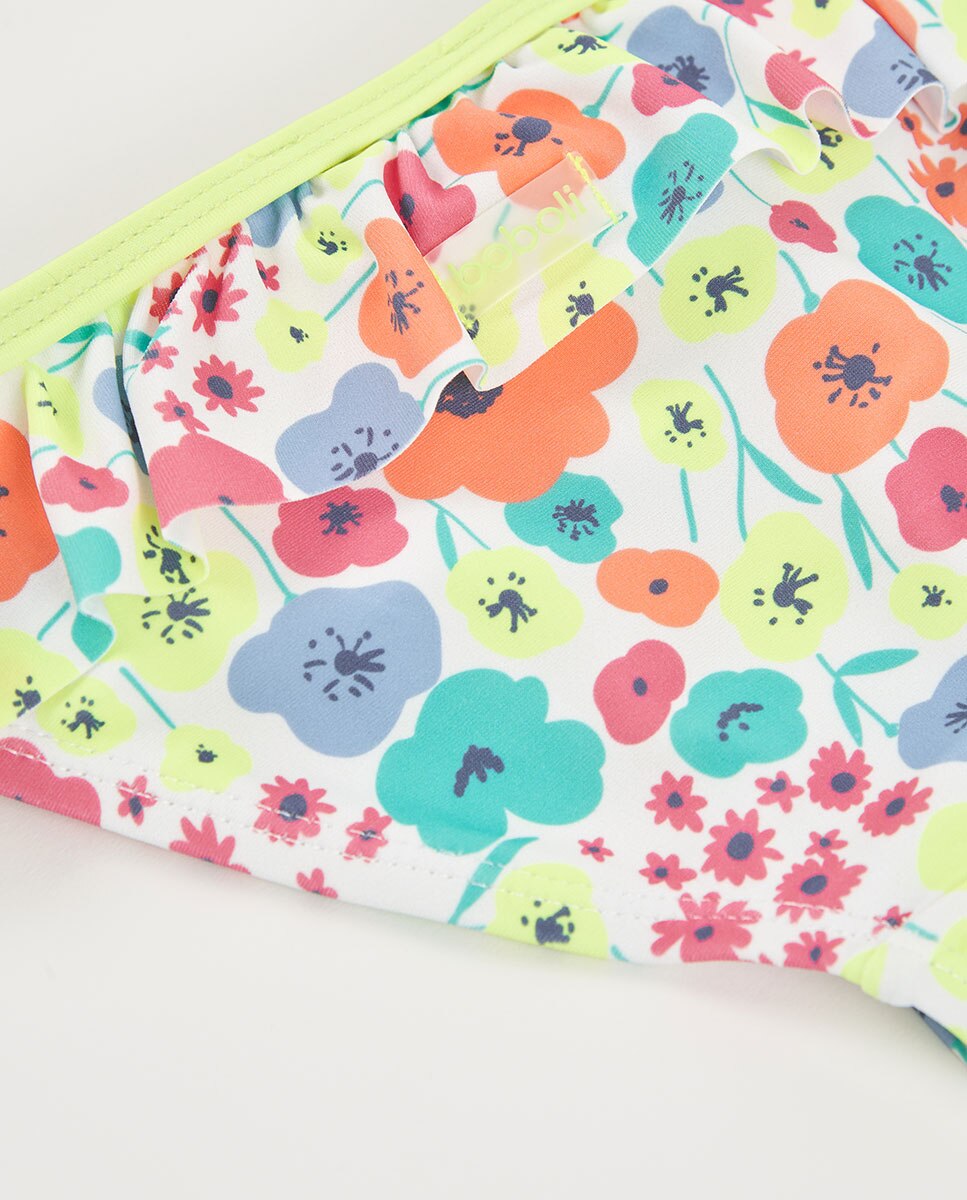 Cueca de Banho Infantil com Folho, Estampado Floral e Proteção Solar Upf50+ Multicolor-3