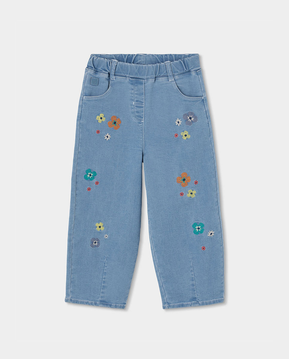 Jeans Denim de Malha para Bebé Boboli Azul-claro-1