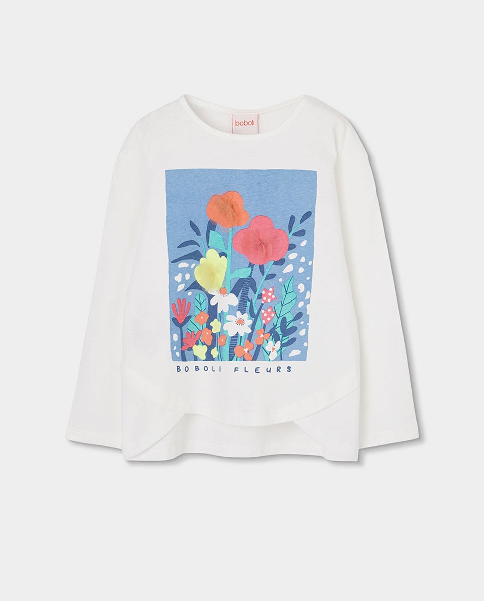 T-shirt de Malha de Manga Comprida de Bebé Boboli Branco-1