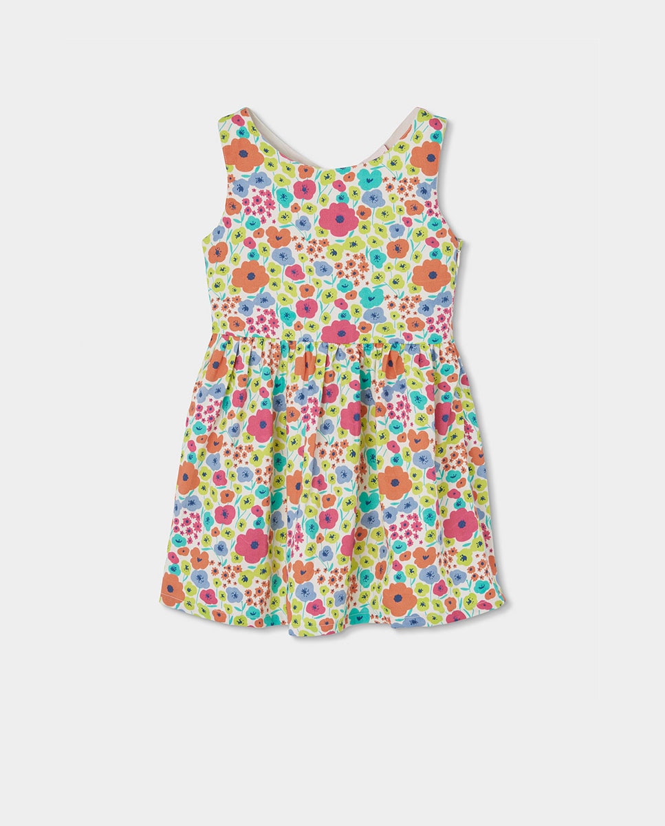 Imagem 0 de Vestido de Cetim com Flores Infantil