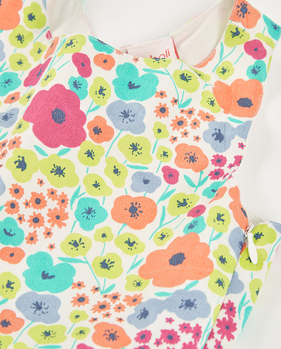 Vestido de Cetim com Flores Infantil Pérola-3