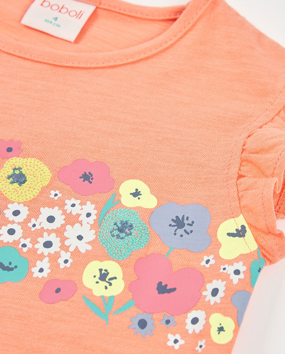 T-shirt de Malha Infantil Boboli Castanho / Laranja-3