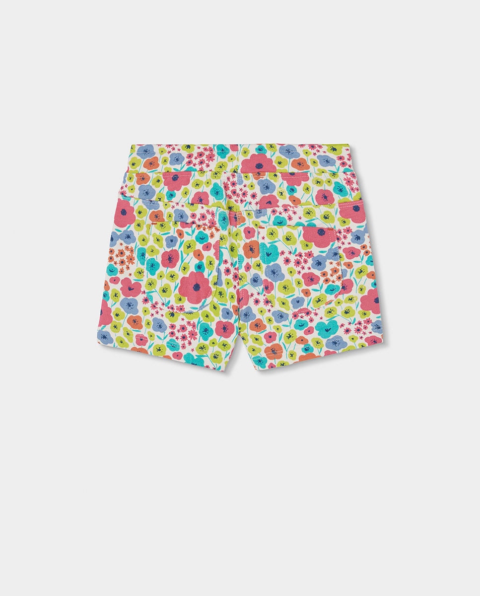 Bermudas em Felpa com Flores de Bebé Boboli Branco / Laranja-2