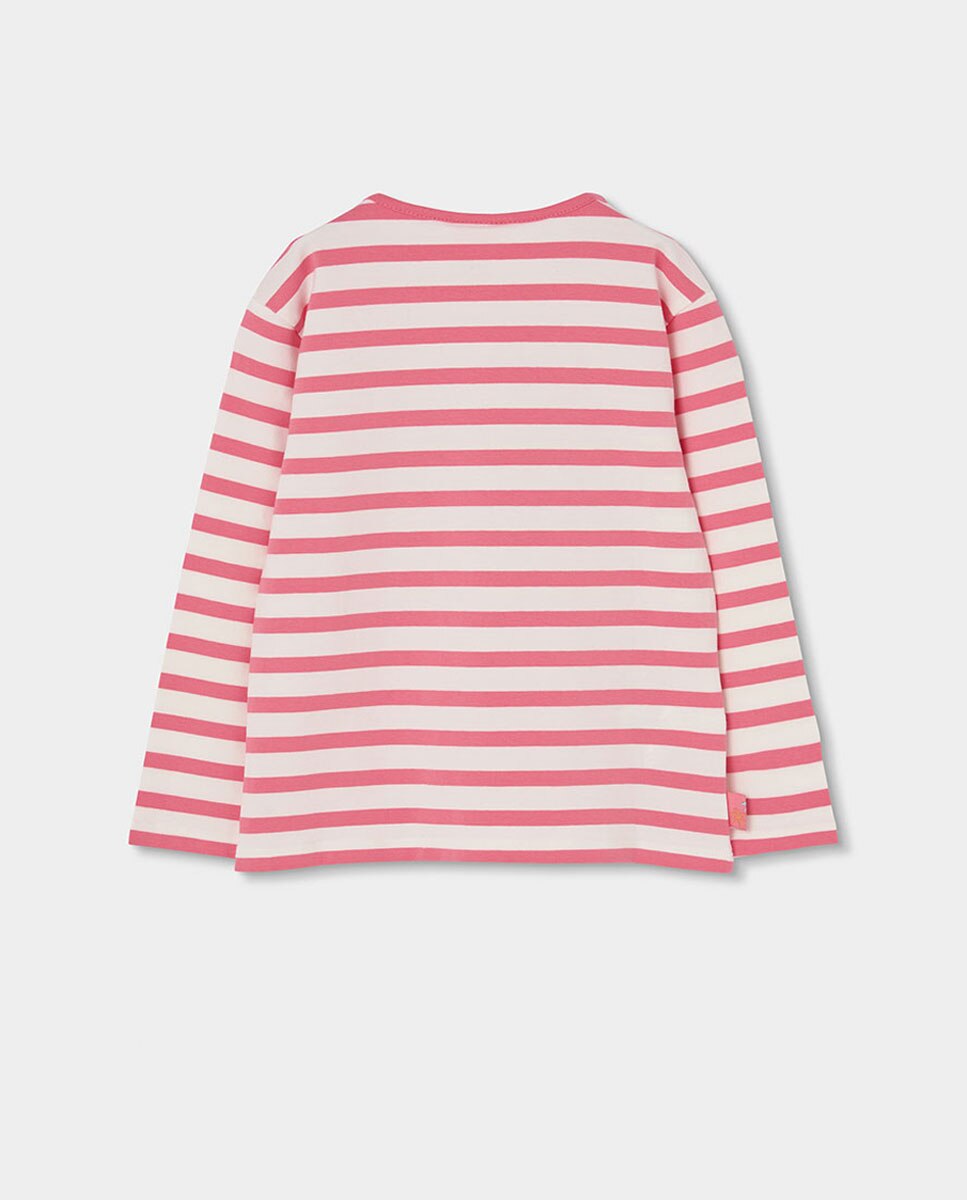 T-shirt de Malha Às Riscas para Bebé Rosa-claro-2