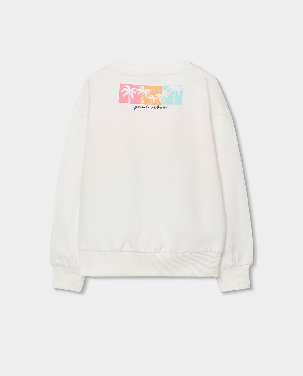 Sweatshirt em Felpa com Bandas Infantil Boboli Branco / Laranja-2