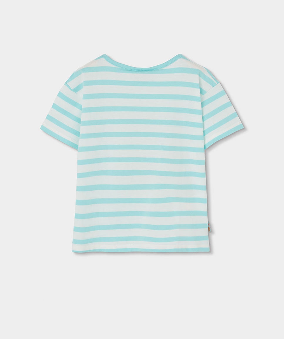 T-shirt de Malha Às Riscas para Bebé Boboli Turquesa-2