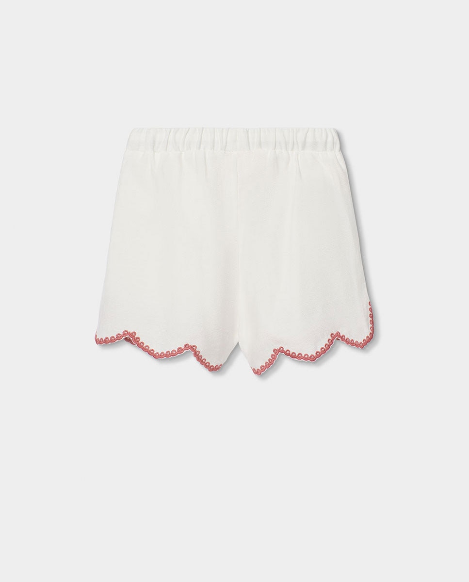 Bermudas de Tecido Infantil Boboli Branco / Rosa-2