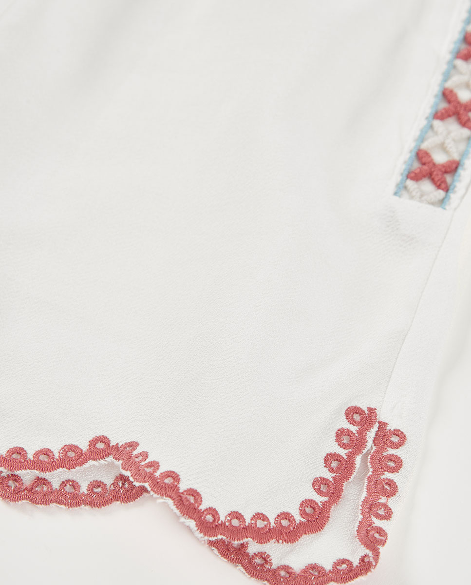 Bermudas de Tecido Infantil Boboli Branco / Rosa-4