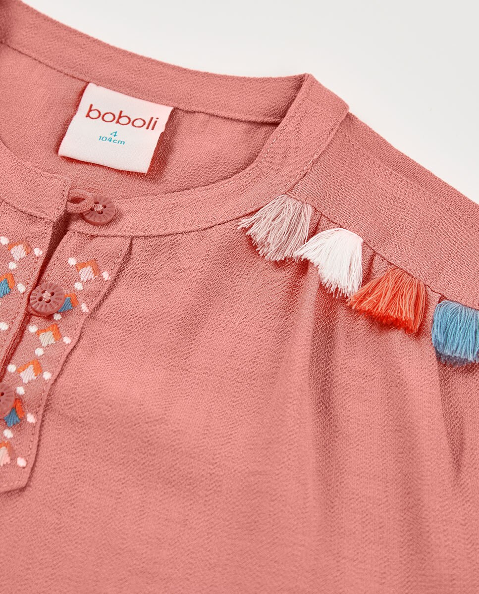 Camisa de Tecido para Bebé Boboli Rosa-3