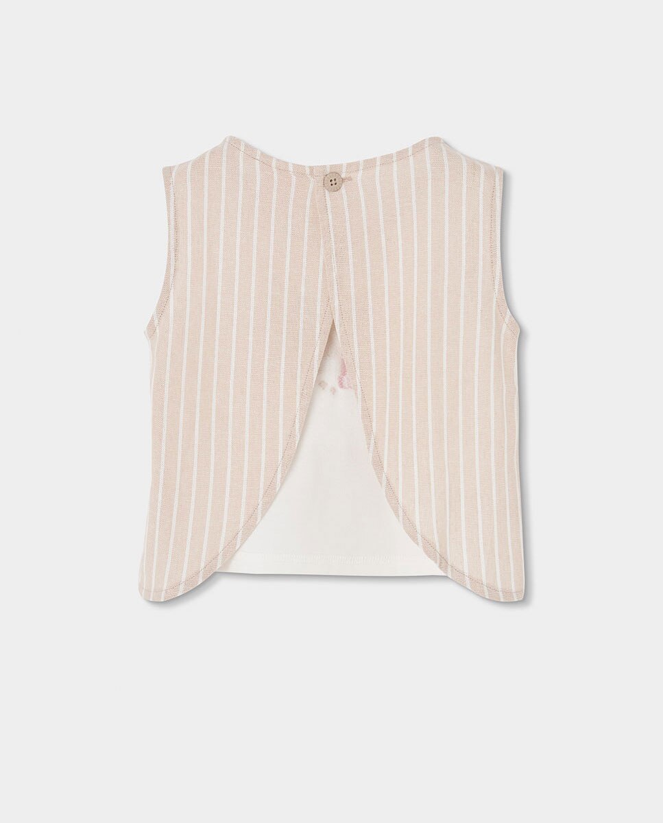 Top de Linho Combinado Infantil Boboli Branco-marfim-2