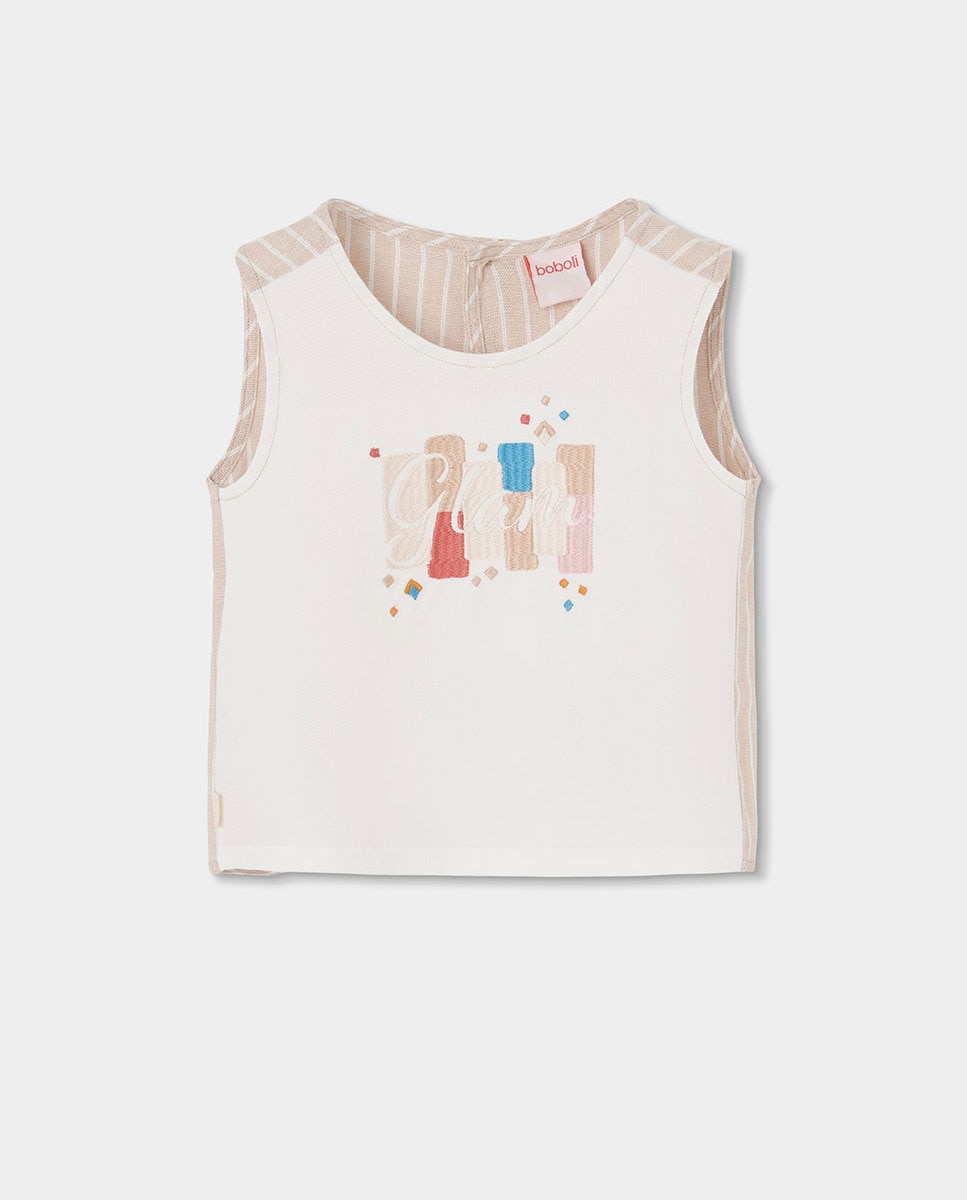 Imagem 0 de Top de Linho Combinado Infantil