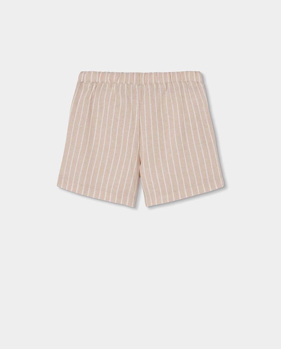 Bermudas de Linho Às Riscas Infantil Bege-2