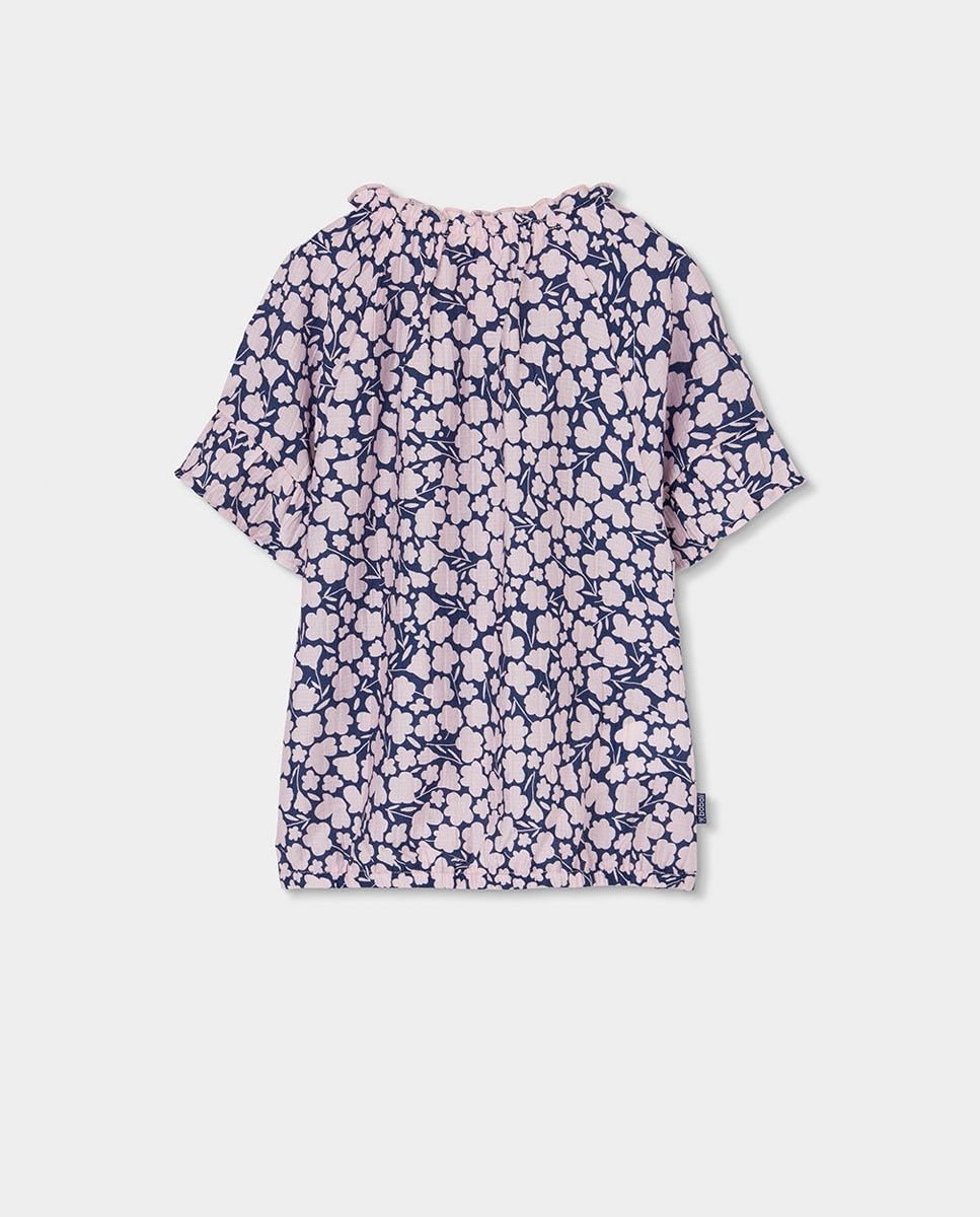 Blusa Viscosa Flores de Bebé Boboli Azul-marinho / Rosa-2