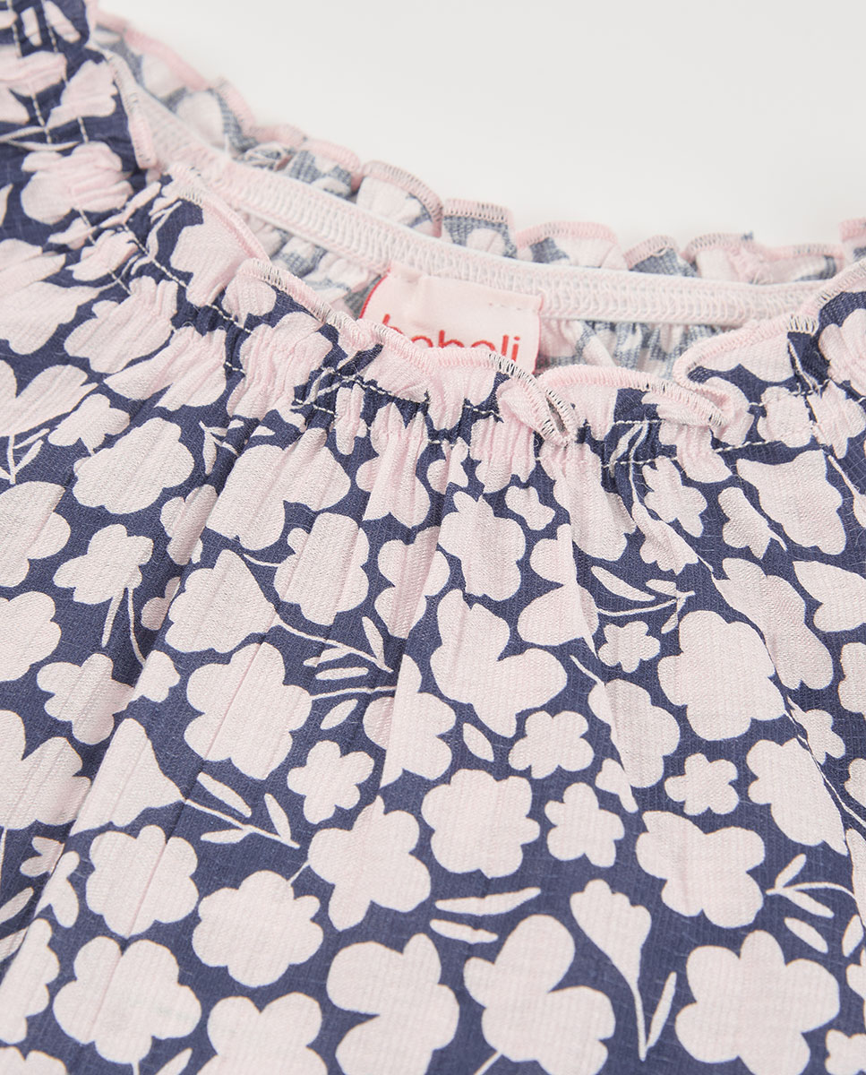 Blusa Viscosa Flores de Bebé Boboli Azul-marinho / Rosa-3