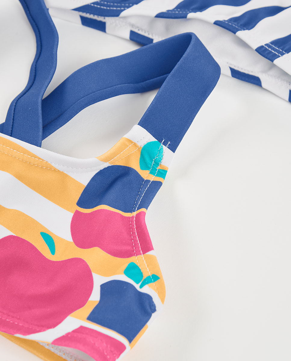 Biquíni em Poliamida Às Riscas Infantil Boboli Azul-4