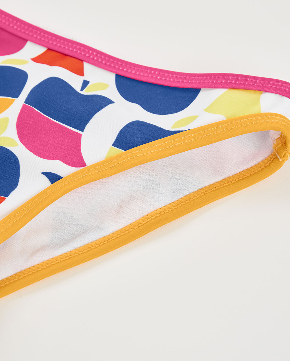 Cueca em Poliamida com Maçãs Infantil Branco / Azul-3