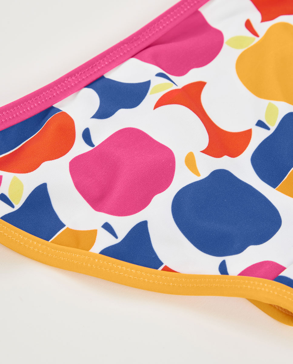 Cueca em Poliamida com Maçãs Infantil Branco / Azul-4