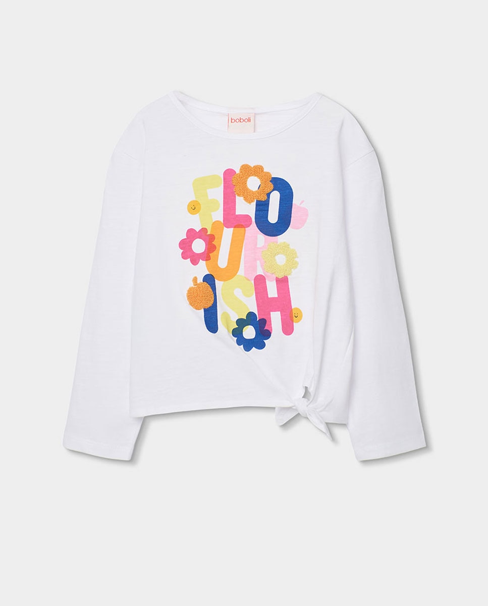 T-shirt de Malha de Manga Comprida Infantil Boboli Branco / Serigrafiado-1