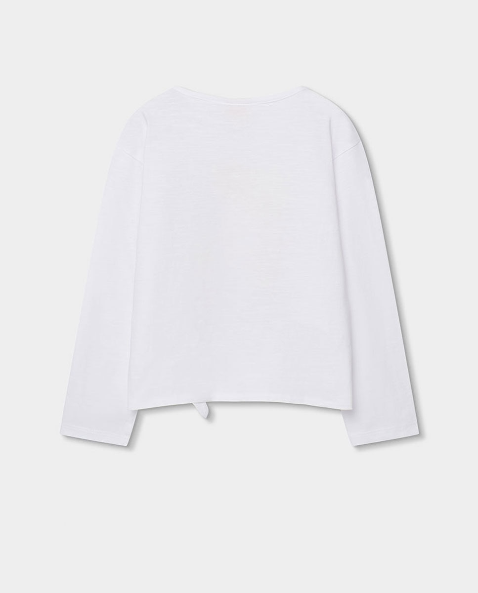 T-shirt de Malha de Manga Comprida Infantil Boboli Branco / Serigrafiado-2