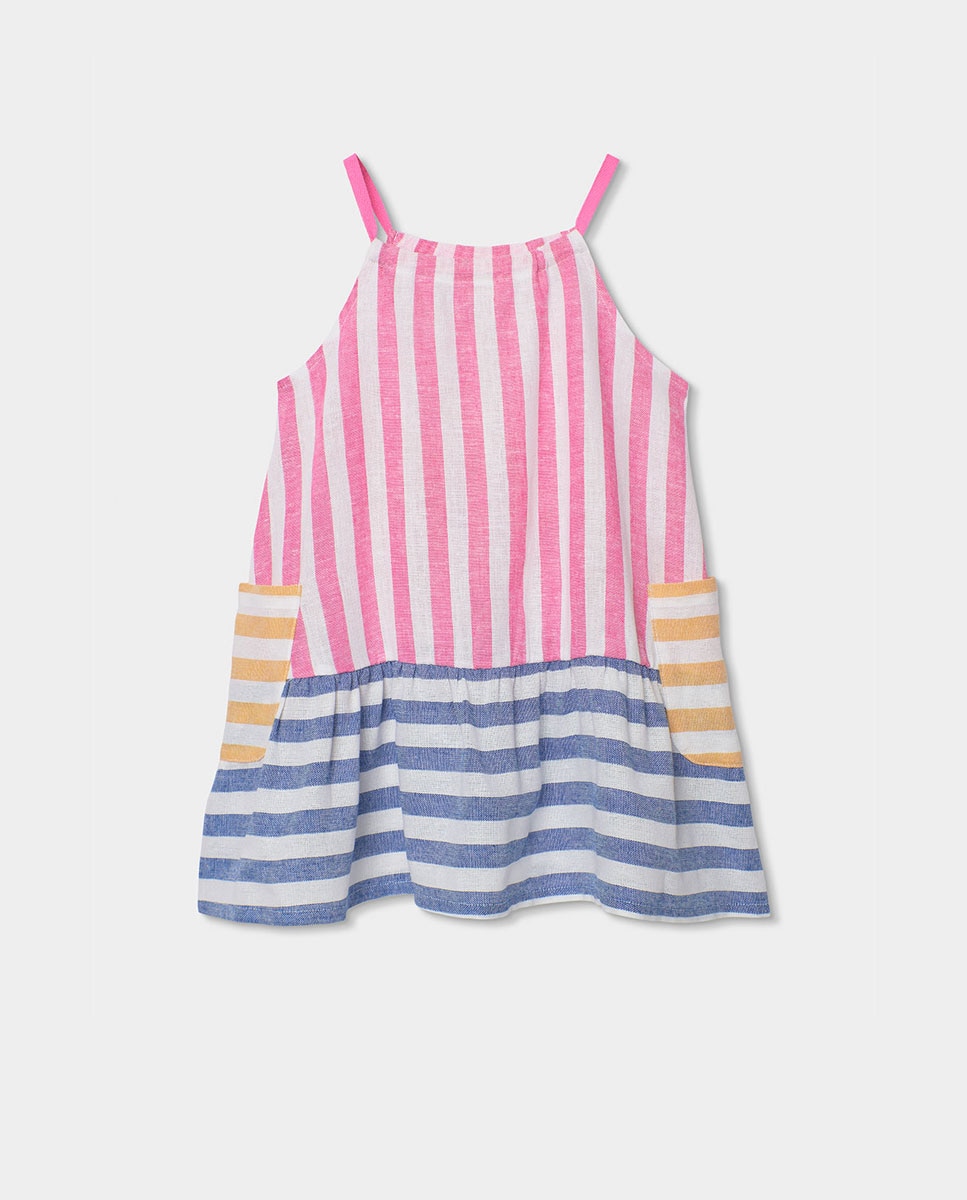 Imagem 0 de Vestido em Linho Às Riscas Infantil