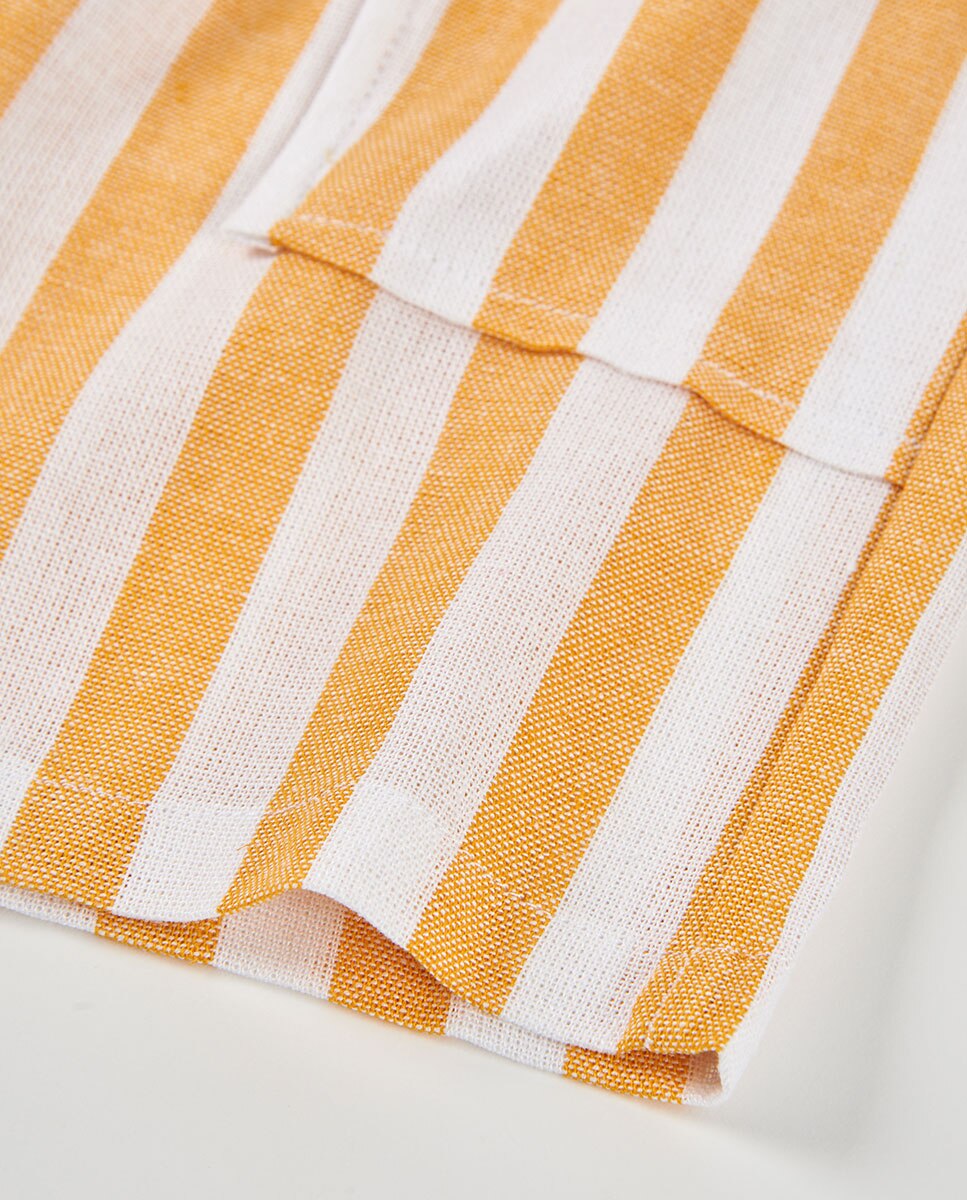 Bermudas de Linho Às Riscas Infantil Boboli Amarelo-4