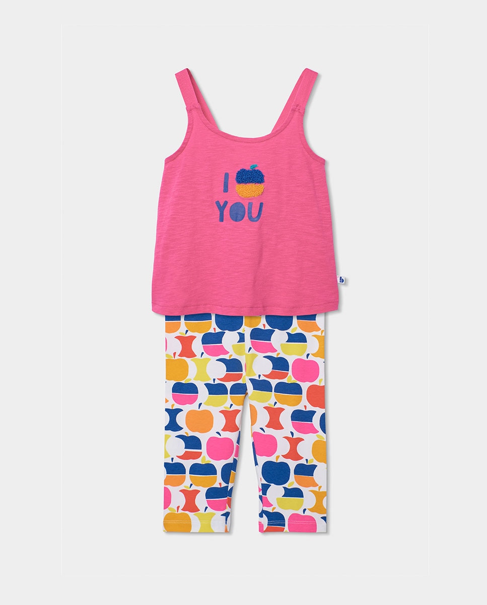 Conjunto de Malha Maçãs Infantil Boboli Fúcsia / Branco-1