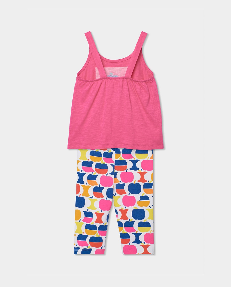 Conjunto de Malha Maçãs Infantil Boboli Fúcsia / Branco-2