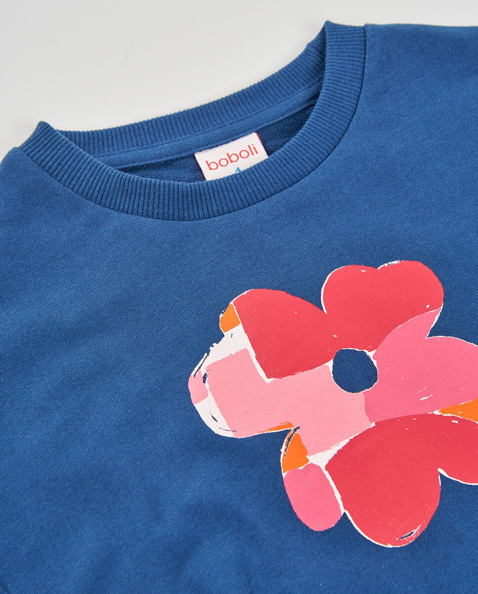 Sweatshirt Felpa Infantil Boboli Azul-marinho / Rosa-3