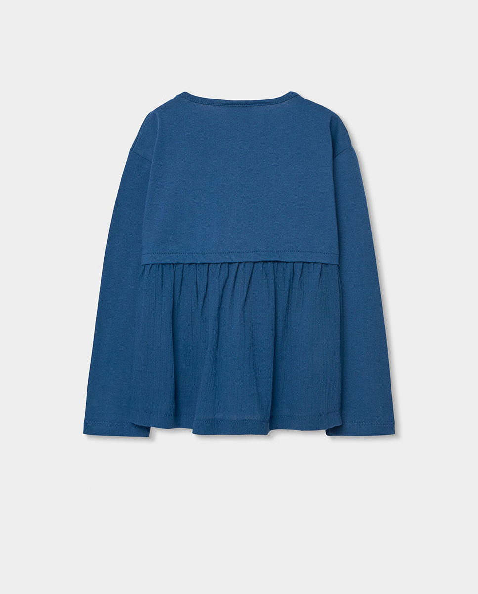 T-shirt de Malha de Manga Comprida Infantil Boboli Azul-2