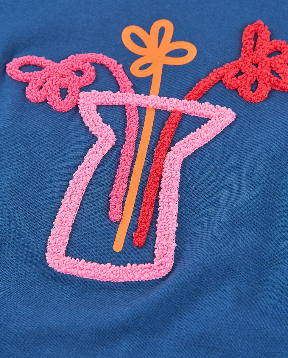 T-shirt de Malha de Manga Comprida Infantil Boboli Azul-3