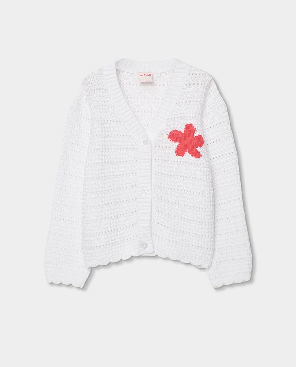 Casaco de Malha de Bebé Boboli Branco / Rosa-1