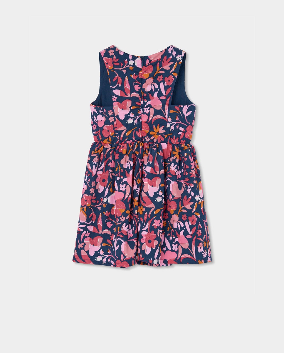 Vestido em Cetim com Flores de Bebé Boboli Azul / Branco-2