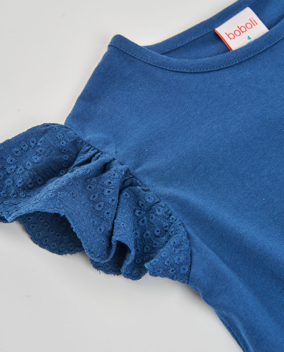 T-shirt de Malha Combinada de Bebé Boboli Azul-3