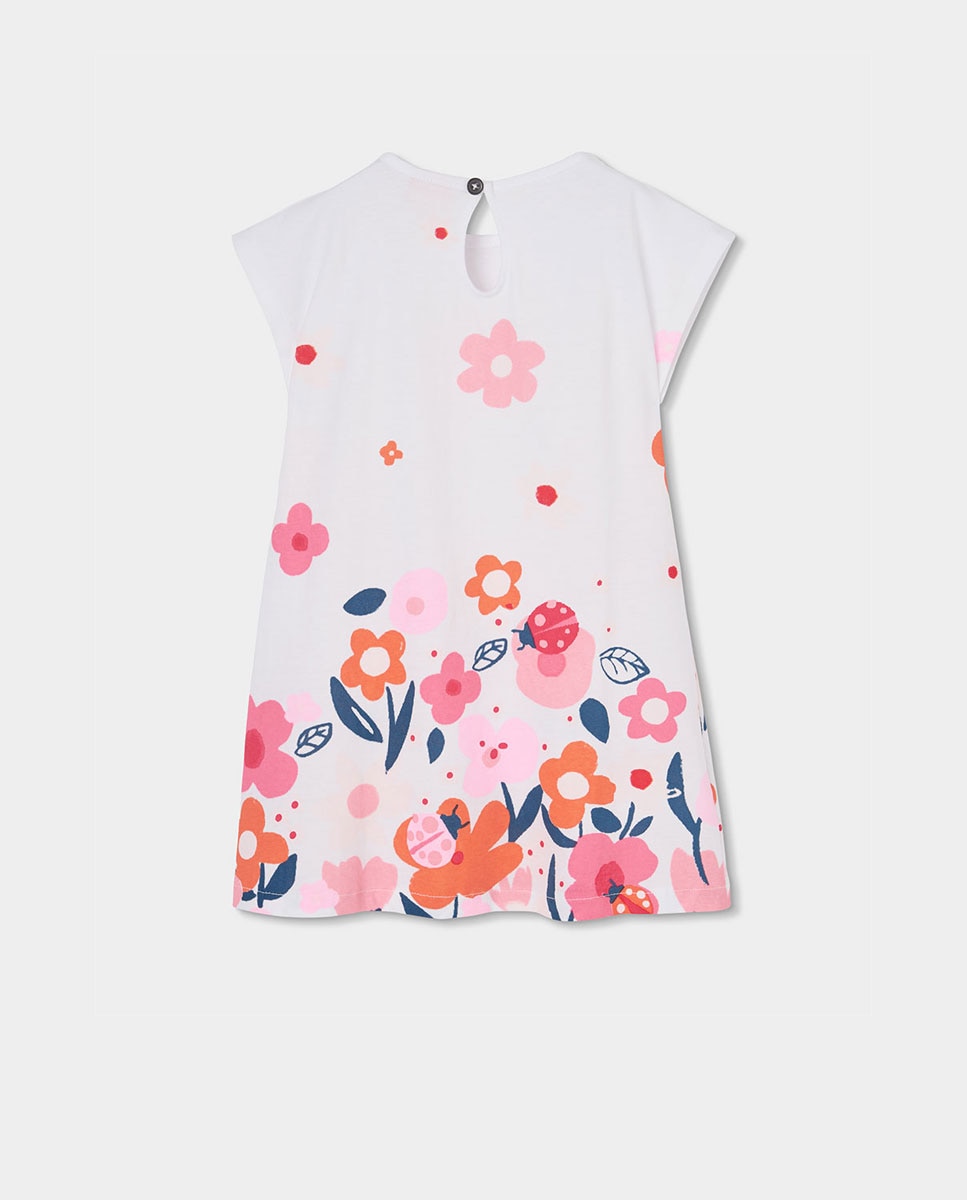 Vestido de Malha Infantil Rosa / Branco-2