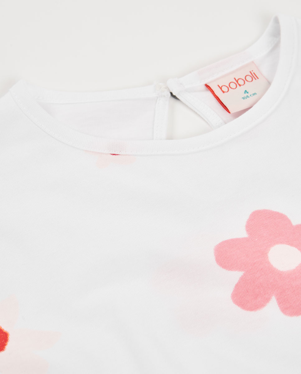 Vestido de Malha Infantil Rosa / Branco-3