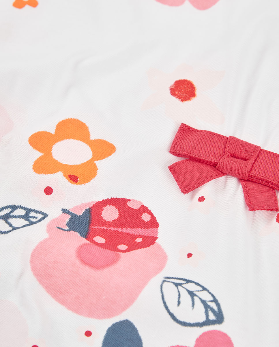 Vestido de Malha Infantil Rosa / Branco-4